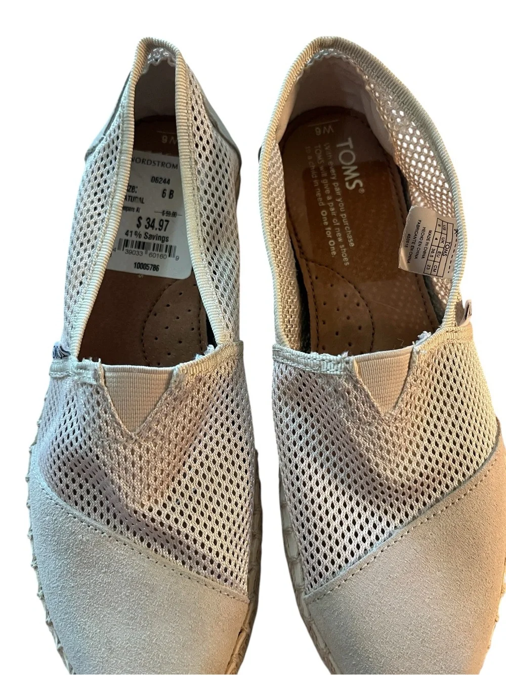 🆕 TOMS Beige Mesh Espadrille Slip-Ons